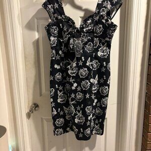 ROCKABILLY DRESS staight dress with Tattoo Print RETRO